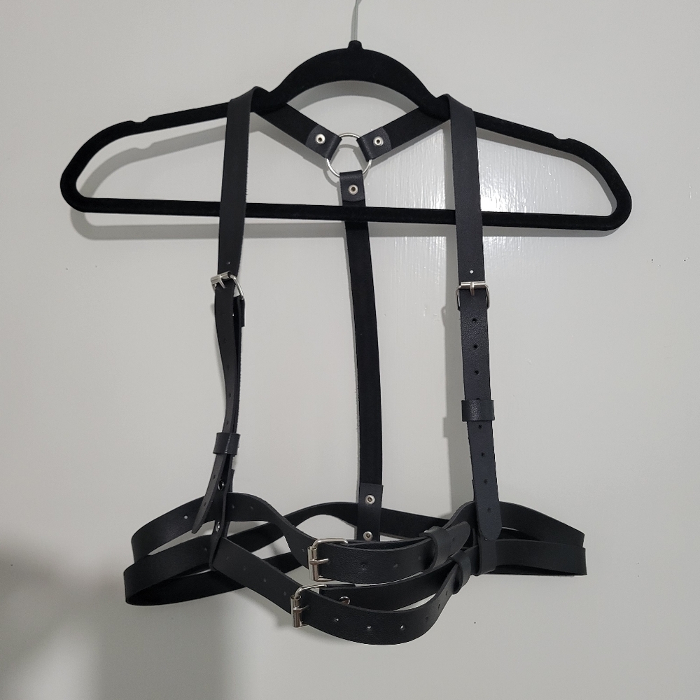 Black Leather Harness - One Size